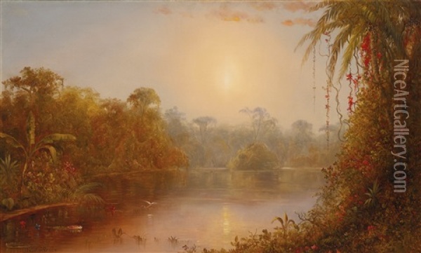 A River In The Tropics Oil Painting - Norton Bush