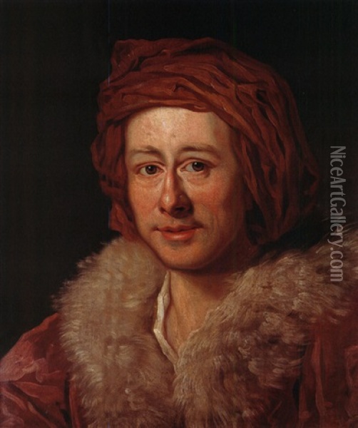 Portrait Eines Mannes Im Mantel Mit Pelzkragen Und Kopfbedeckung Oil Painting - Wilhelm Ternite