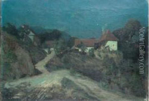 Paysage Nocturne Oil Painting - Ernest Hareux