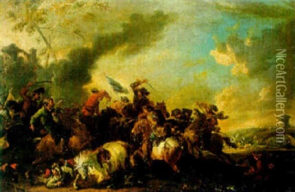 Cavalry Battle Oil Painting - Jacques Courtois