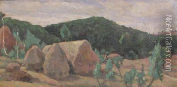 Hay Stacks Oil Painting - Gore Mircescu