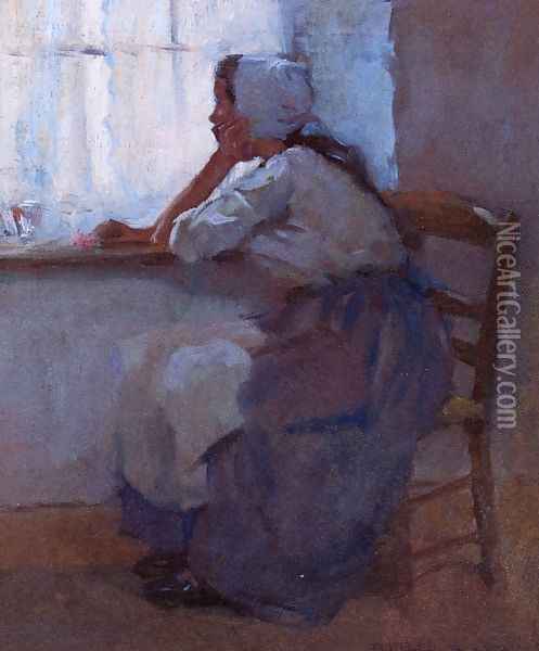 Girl at the Window Oil Painting - Robert Reid