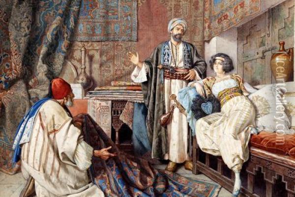 The Carpet Seller Oil Painting - Giuseppe Guidi
