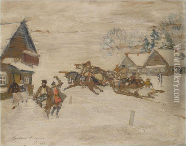Winter Celebration Oil Painting - Konstantin Alexeievitch Korovin