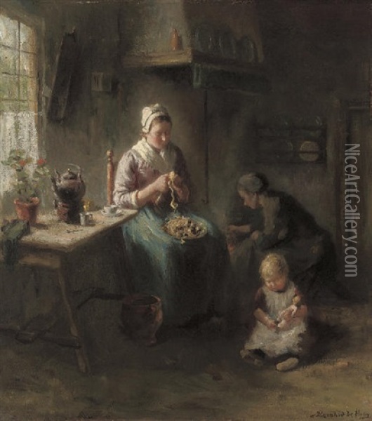Preparing Dinner Oil Painting - Bernard de Hoog