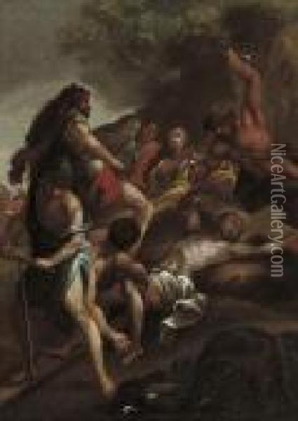 Christ Washing The Feet Of His Disciples Oil Painting - Johann Michael Rottmayr