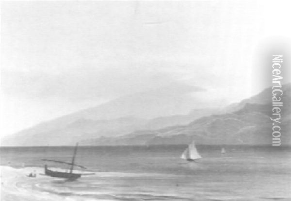 Vue Du Mont Etna, Prise De Reggio En Calabre Oil Painting - Jean Charles Joseph Remond