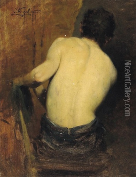 Mannlicher Ruckenakt Oil Painting - Josef Kinzel