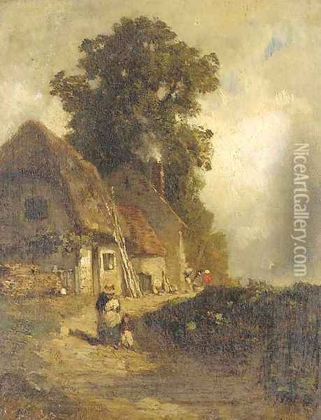 A rural homestead Oil Painting - Constant Troyon
