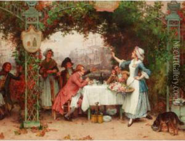 The Flower Seller Oil Painting - Pierre Outin