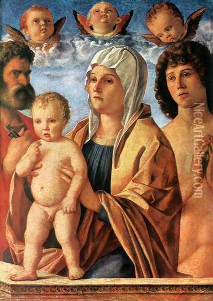 Madonna with Child and Sts Peter and Sebastian Oil Painting - Giovanni Bellini