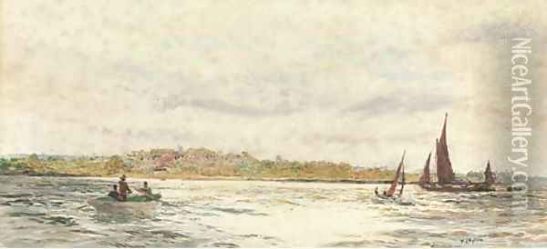 A Thames barge running up the estuary Oil Painting - William Lionel Wyllie