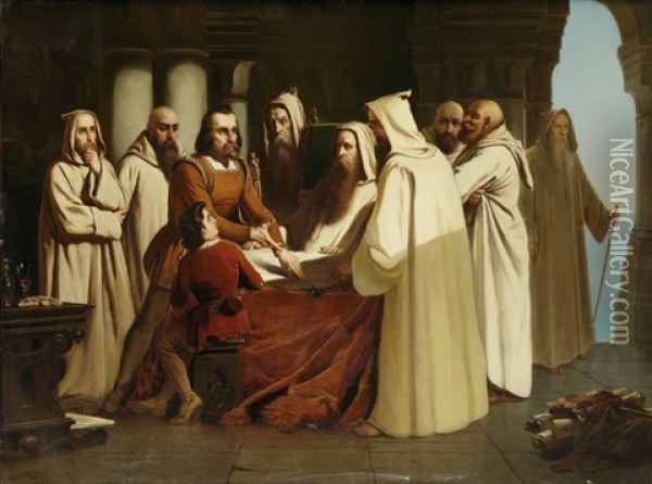 Christoph Columbus Unter Monchen Oil Painting - Joseph Hornung