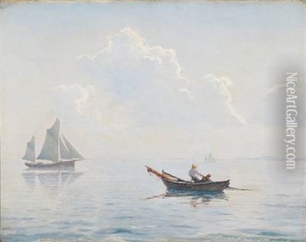 Early Morning With Fishermen On The Skagerrak Oil Painting - Christian Benjamin Olsen