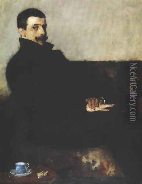 Portrait of Painter Paul Nauen Oil Painting - Olga Boznanska