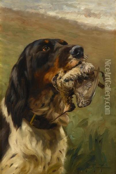 Spaniel With Woodcock Oil Painting - Mary Guise Newcomb
