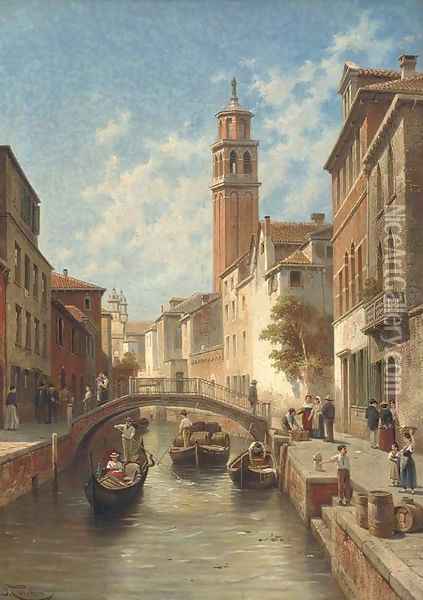 Venetian backwater Oil Painting - Jacques Carabain