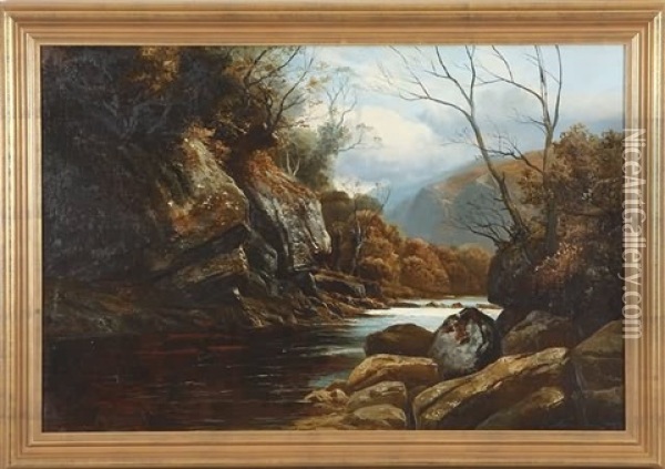 River Landscape Oil Painting - Clarence Henry Roe