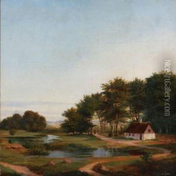 Summer Day On The Country Oil Painting - Nordahl Peter Frederik Grove