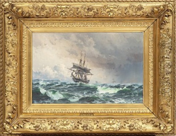 Skepp Pa Stormigt Hav Oil Painting - Herman Gustav af Sillen