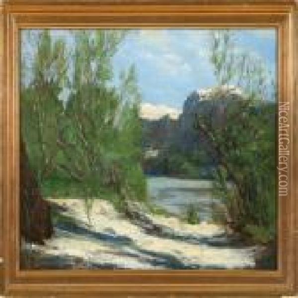 The Bank Of The River Jordan Oil Painting - Axel Helsted