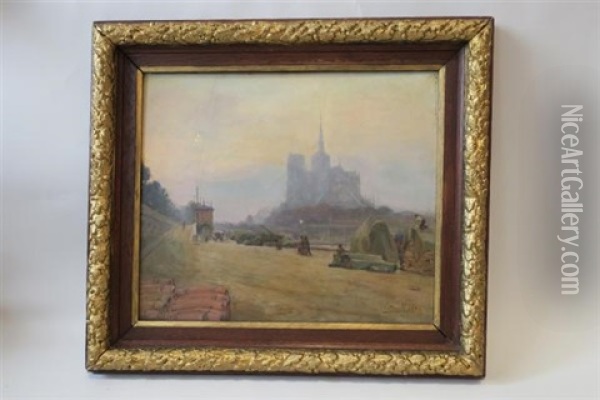 Notre Dame Depuis Le Quai De La Tournelle Oil Painting - Victor Marec