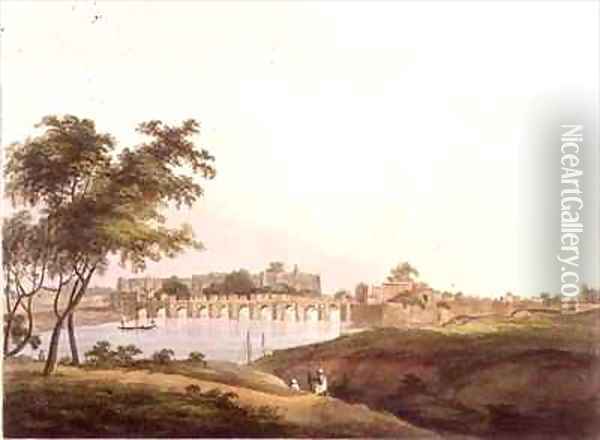 The Bridge at Juonpore Bengal Oil Painting - Thomas Daniell