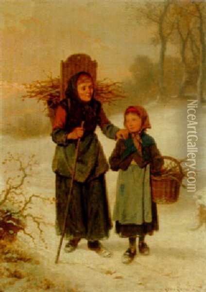 A Winter's Morn Oil Painting - Louis Simon Cabaillot Lassalle