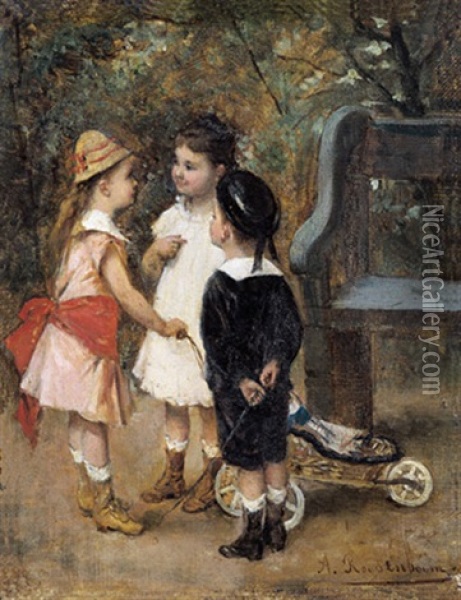 Spelende Kinderen In Een Park Oil Painting - Albert Roosenboom