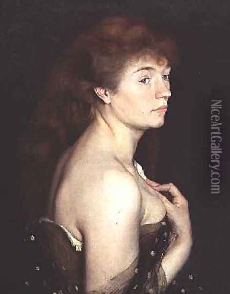 Portrait of a Young Red Haired Woman 1889 Oil Painting - Charles Maurin