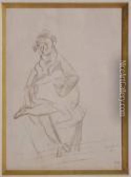 Seated Woman Oil Painting - Jules Pascin