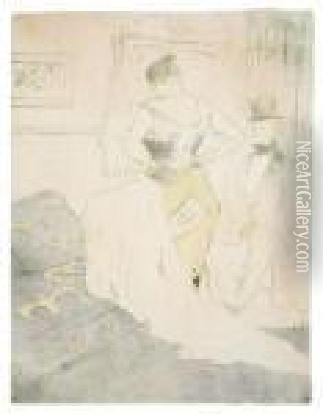 Femme En Corset Oil Painting - Henri De Toulouse-Lautrec