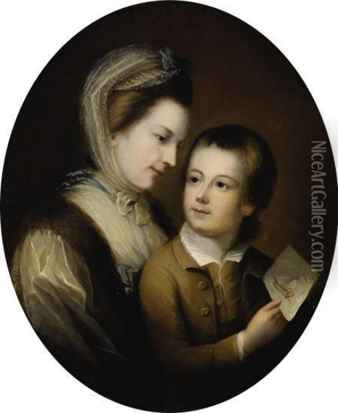 Portrait O Elizabeth Honywood And Her Son Philip Oil Painting - Thomas Gainsborough