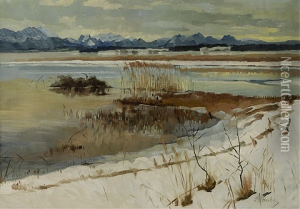Chiemsee Oil Painting - Alfred Haushofer