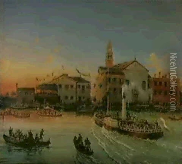 L'alba Del 'redentore' A S. Maria Elisabetta Del Lido Oil Painting - Giovanni Grubas