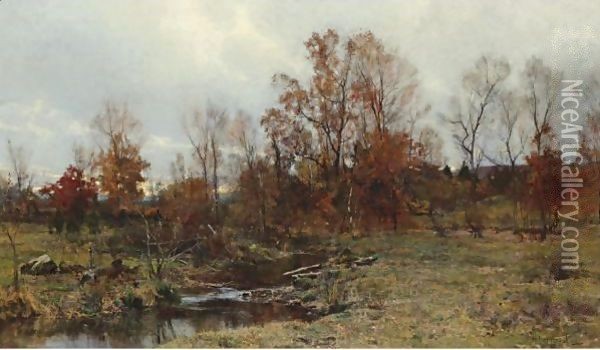 Brook In Autumn Oil Painting - Hugh Bolton Jones