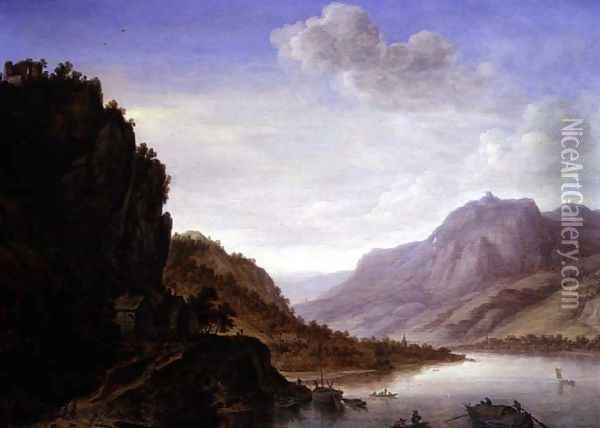 Mountainous River Landscape Oil Painting - Herman Saftleven