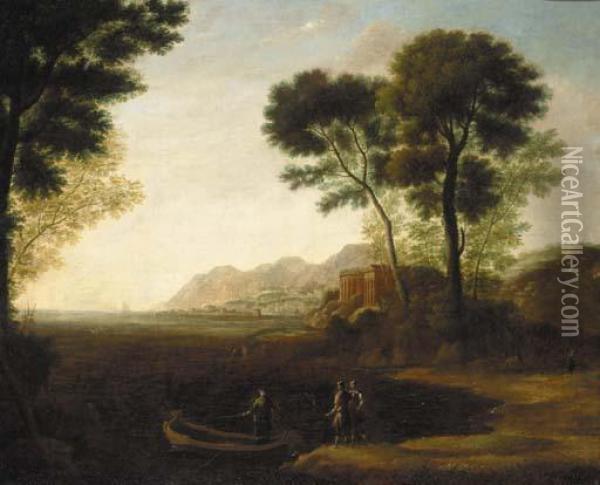 A Coastal Inlet With The Embarkation Of Carlo And Ubaldo Oil Painting - Claude Lorrain (Gellee)