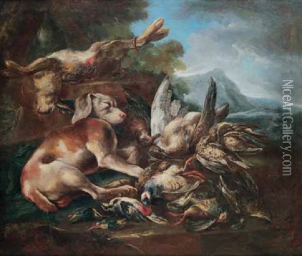 Cane Da Caccia Con Cacciagione Oil Painting - Giovanni (Crivellino) Crivelli