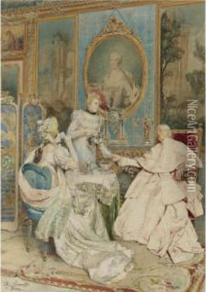 The Afternoon Tea Oil Painting - Ettore Simonetti