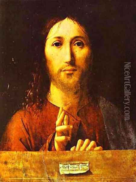 Christ Blessing 1465 Oil Painting - Antonello da Messina Messina