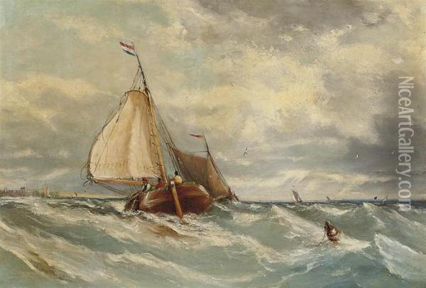 Shipping Off The Dutch Coast Oil Painting - Edwin Hayes