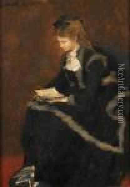 Sitzende Frau Beim Lesen Oil Painting - Albert von Keller