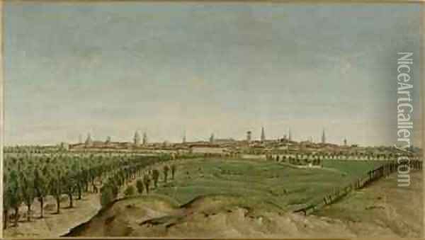 View of Berlin from Tempelhof Oil Painting - Carl Traugott Fechhelm