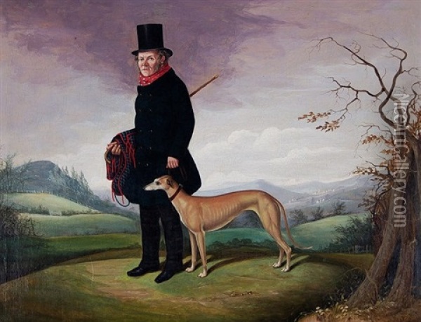 Portrait Of A Gentleman And His Greyhound Oil Painting - Harry Hall