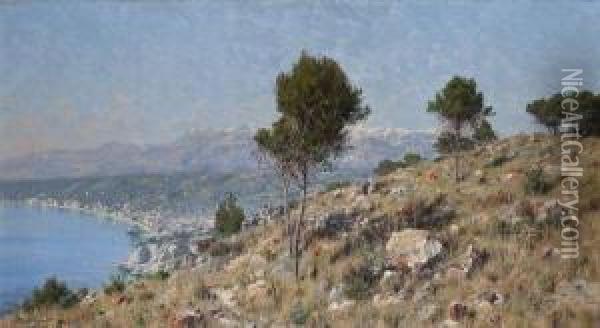 Vue Du Mont Boron Oil Painting - Johan Peter Von Wildenradt