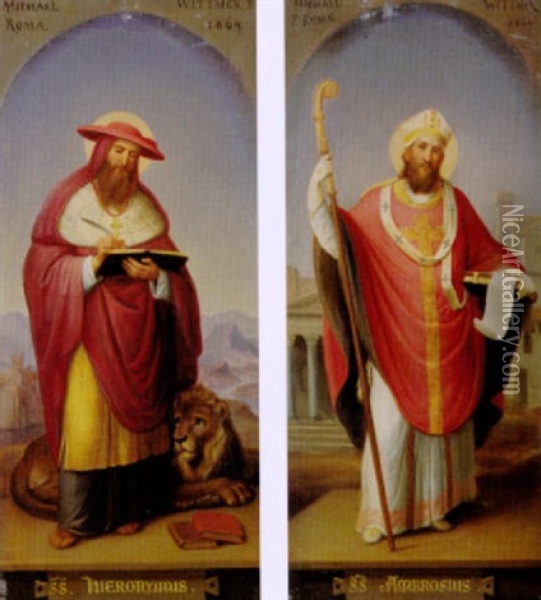 Die Vier Heiligen Kirchenvater Ambrosius, Hieronymus, Gregor Und Augustinus Oil Painting - Johann Michael Wittmer the Younger