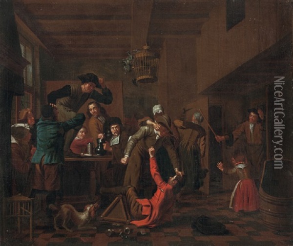Rauferei Im Wirtshaus Oil Painting - Jan Josef Horemans the Elder
