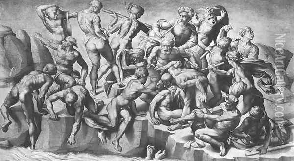 Battle Of Cascina (Part) 1505 Oil Painting - Michelangelo Buonarroti
