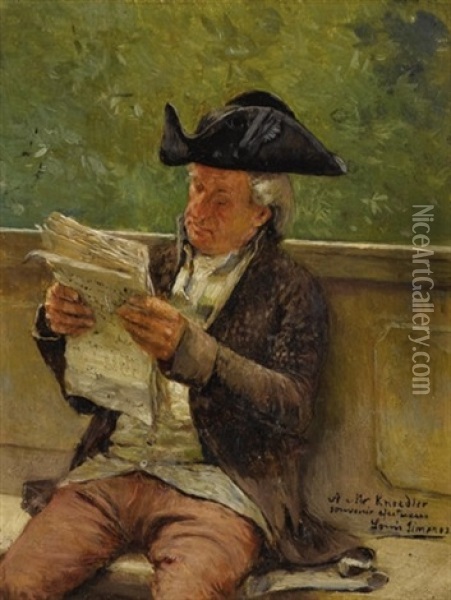 Portrait Of A Man Reading Oil Painting - Luis Jimenez Y Aranda